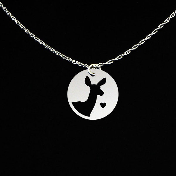 Deer Necklace Doe - Doe Necklace - Deer Jewelry - Deer Gift - Sterling Silver