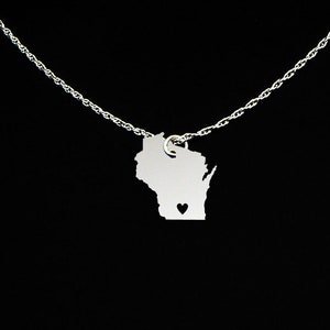 Wisconsin Necklace - Wisconsin Jewelry - Wisconsin Gift  - Sterling Silver