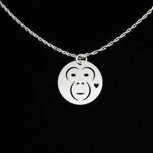 Chimpanzee Necklace - Chimpanzee Jewelry - Chimpanzee Gift - Sterling Silver