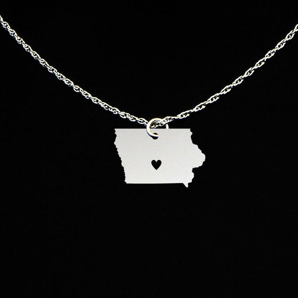 Iowa Necklace - Iowa Jewelry - Iowa Gift - Sterling Silver