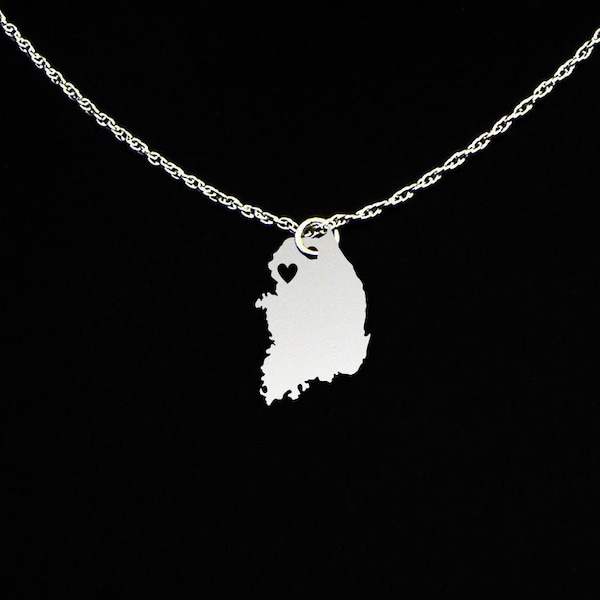 South Korea Necklace - South Korea Jewelry - South Korea Gift - Sterling Silver