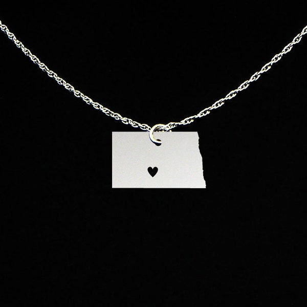 North Dakota Necklace - North Dakota Jewelry - North Dakota Gift - Sterling Silver