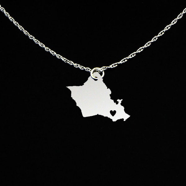 Oahu Necklace - Oahu Gift - Oahu Jewelry - Sterling Silver
