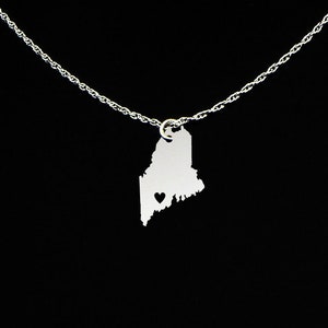 Maine Necklace Maine Gifts Maine Jewelry Maine State Necklace Sterling Silver image 1