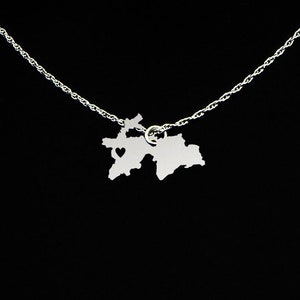 Tajikistan Necklace - Tajikistan Jewelry - Tajikistan Gift - Sterling Silver