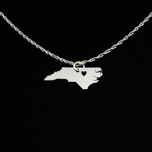 North Carolina Necklace - State Jewelry - North Carolina Jewelry - North Carolina Gift - Sterling Silver