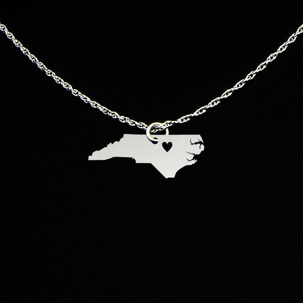 North Carolina Necklace - State Jewelry - North Carolina Jewelry - North Carolina Gift - Sterling Silver