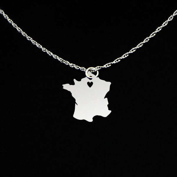 France Necklace - France Gift - France Jewelry - Sterling Silver