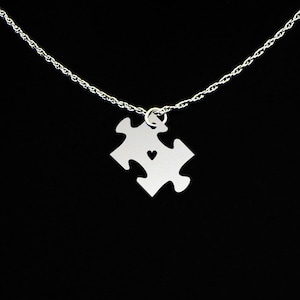 Puzzle Piece Necklace - Puzzle Piece Jewelry - Puzzle Piece Gift - Autism Jewelry - Autism Necklace - Sterling Silver