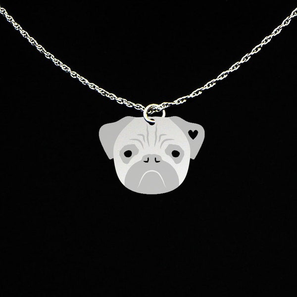Pug Necklace, Pug Jewelry, Pug Gift, Sterling Silver, Dog Memorial Gift, Dog Loss Charm, Dog Sympathy Pendant
