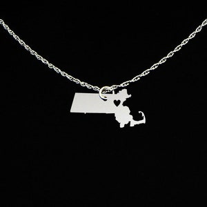 Massachusetts Necklace - Massachusetts Jewelry - Massachusetts Gift - Christmas Gift - Sterling Silver