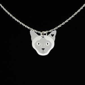 Siamese Cat Necklace - Siamese Cat Jewelry - Siamese Cat Gift - Sterling Silver