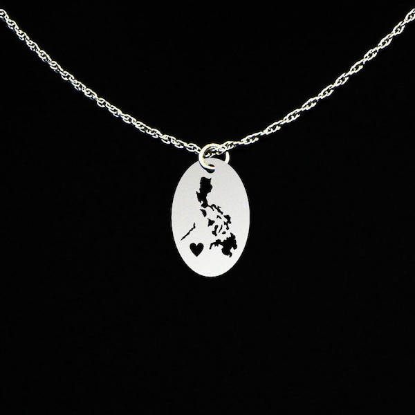 Philippines Necklace - Philippines Jewelry - Philippines Gift - Sterling Silver