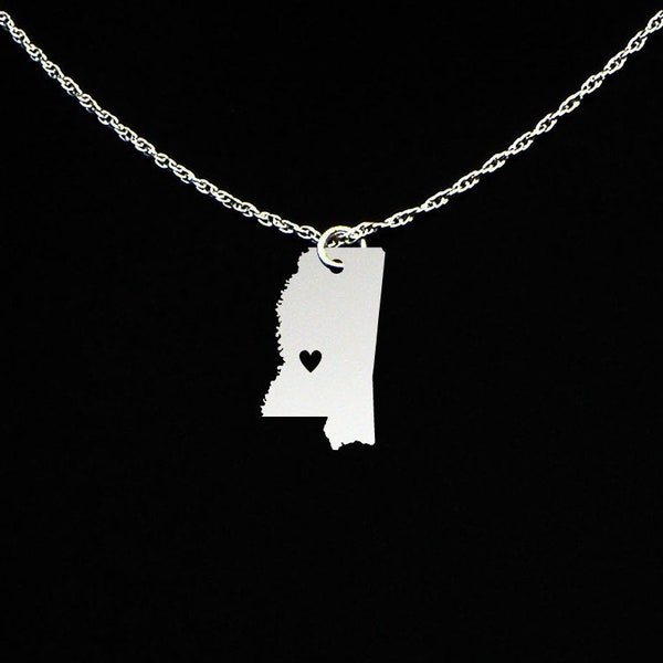 Mississippi Necklace - Mississippi Jewelry - Mississippi Gift - Sterling Silver