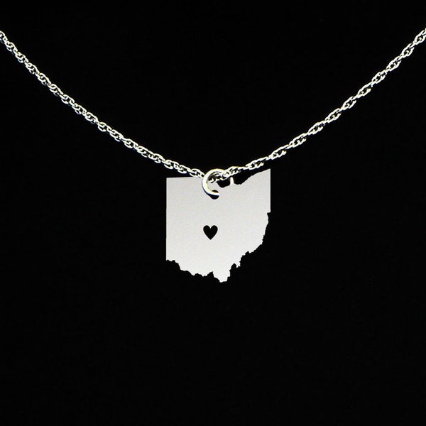 Ohio Necklace - State Necklace - State Jewelry - Ohio State - Ohio Gift - Ohio Jewelry - Sterling Silver