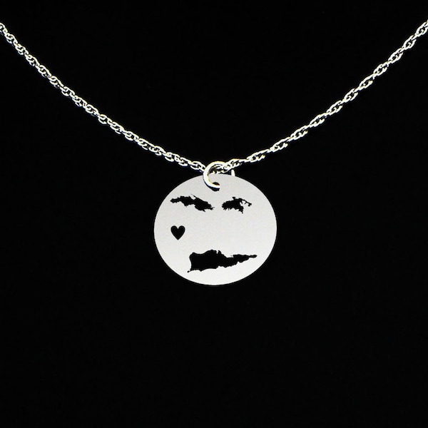 Virgin Islands (US) Necklace - Virgin Islands Jewelry - Virgin Islands Gift - Sterling Silver