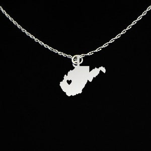 West Virginia Necklace - West Virginia Jewelry - West Virginia Gift - Sterling Silver