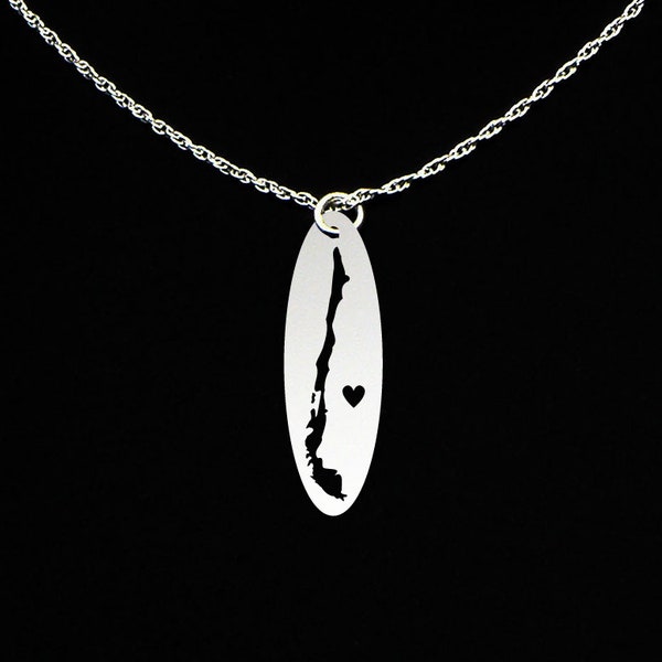 Chile Necklace - Chile Jewelry - Chile Gift - Sterling Silver