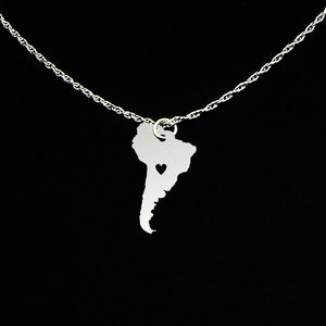 South America Necklace - South America Jewelry - South America Gift - Sterling Silver