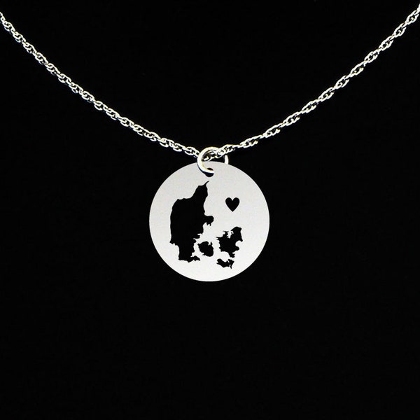 Denmark Necklace - Denmark Jewelry - Denmark Gift - Sterling Silver