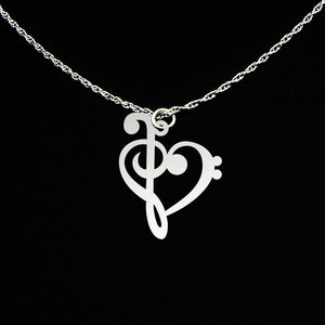 Music Note Necklace Music Necklace Music Gift Bass Clef Necklace Treble Clef Necklace Music Jewelry Sterling Silver image 1