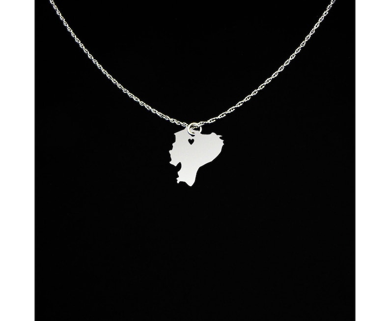 Ecuador Necklace Country Necklace Country Charm Ecuador Gift Ecuador Jewelry Sterling Silver image 1