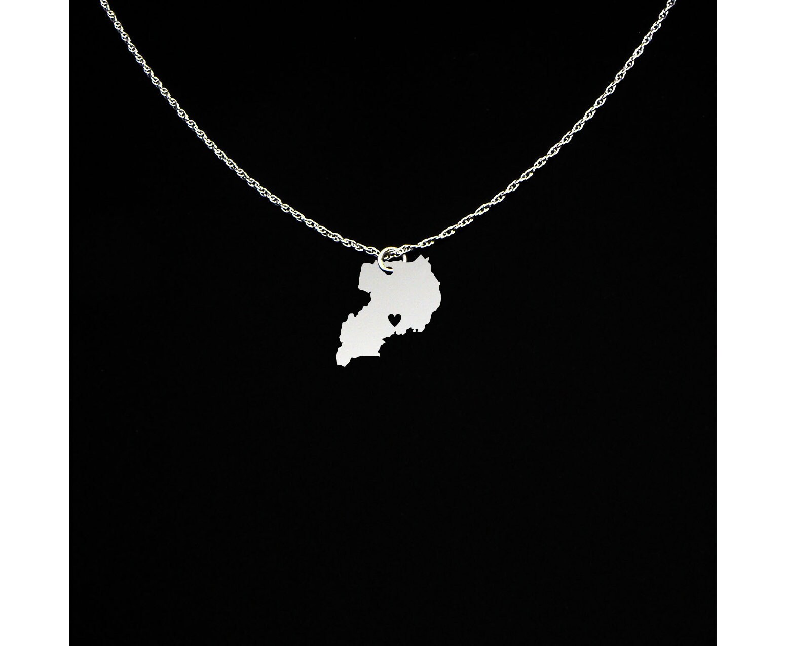 Uganda Necklace - Uganda Jewelry - Uganda Gift - Sterling Silver