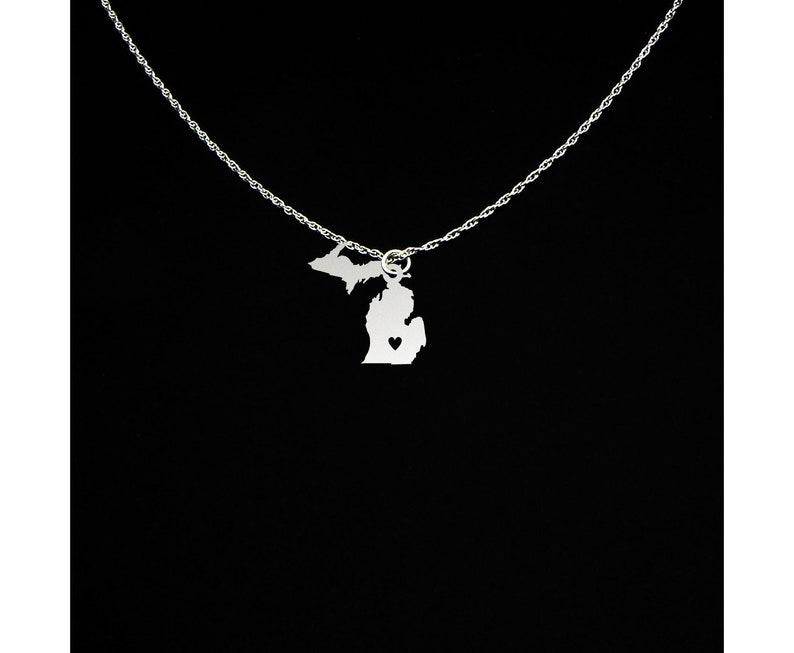 Michigan Necklace Michigan Jewelry Michigan Gift Sterling Silver image 1