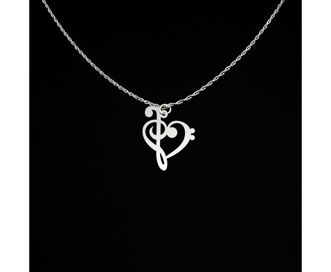 Music Note Necklace Music Necklace Music Gift Bass Clef Necklace Treble