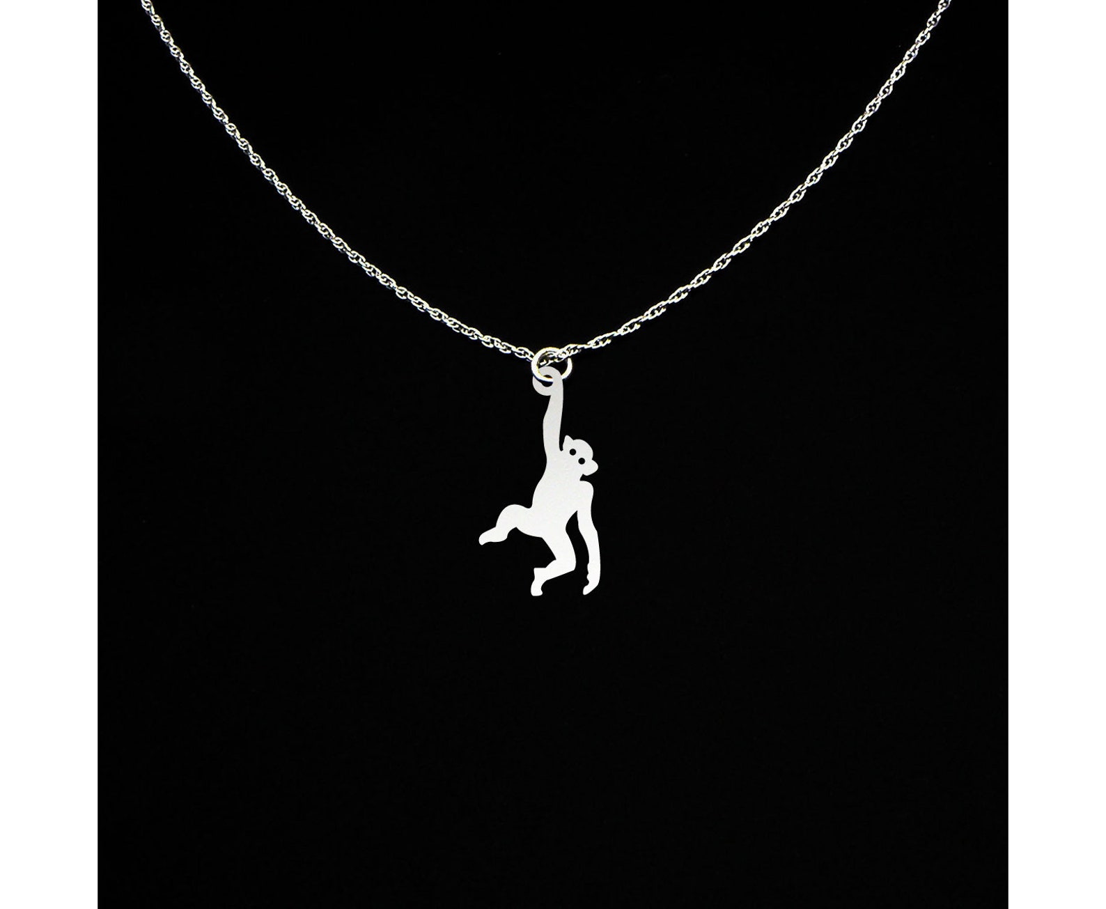 Monkey Necklace Monkey Jewelry Monkey Gift Sterling Etsy