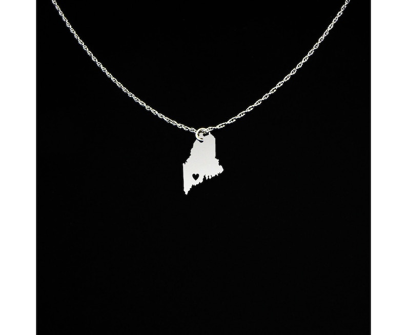 Maine Necklace Maine Gifts Maine Jewelry Maine State Necklace Sterling Silver image 1