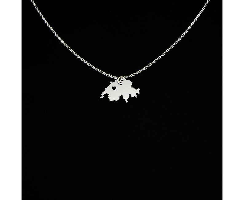 Switzerland Necklace Switzerland Jewelry Switzerland Gift Sterling Silver image 1
