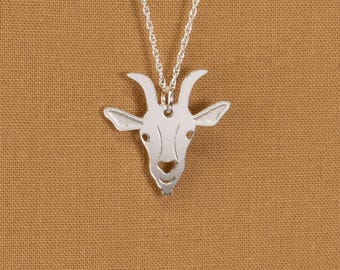Goat Necklace, Goat Jewelry, Goat Gift, Sterling Silver, Goat Memorial Gift, Small Goat Charm, Goat Head Necklace, Goat Loss Gift