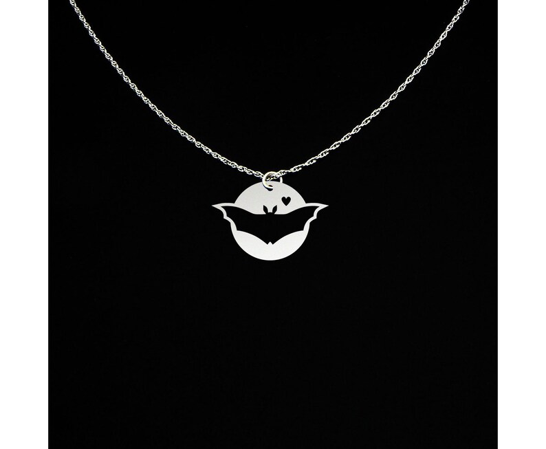 Bat Necklace Bat Jewelry Bat Gift Sterling Silver image 1