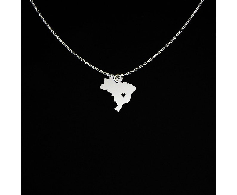 Brazil Necklace Brazil Jewelry Brazil Gift Sterling Silver image 1