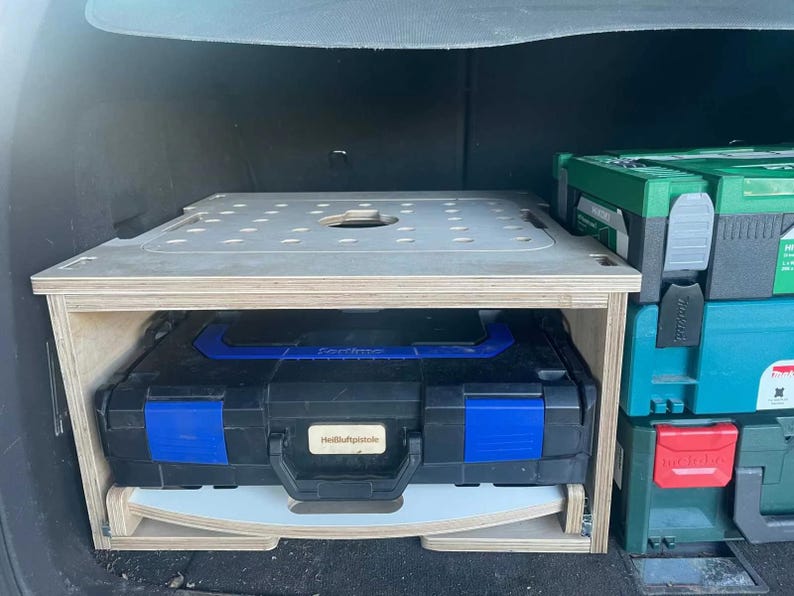 Kompakter Rollcontainer mit Schubladen für Werkzeugboxen, stapelbar, ideal für Vans, SUVs und Transporter