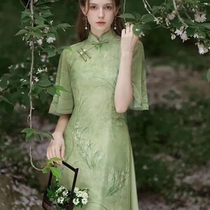 green emerald velvet dress Green Floral Dress | Midi Dress | Green Flower Dress | Ditsy Floral Print main image 0