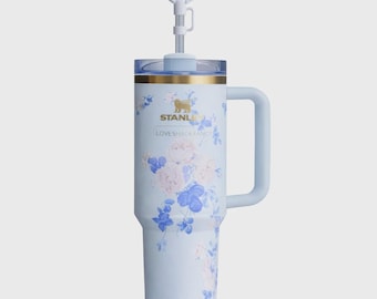 Stanley x Loveshackfancy Quencher Blue Everblooming Rosettes 40oz Tumbler Cup