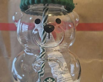 Starbucks Bearista Bear Glass Cold Cup  Limited Edition (Never Opened)