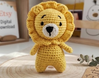 Patrón de ganchillo de león, tutorial de amigurumi en PDF en inglés