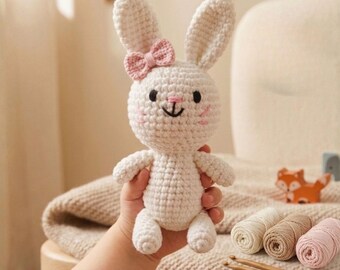 Amigurumi Bunny Pattern, Crochet Rabbit PDF, Baby Shower Gift Crochet Pattern, Nursery Decor DIY, Stuffed Bunny Tutorial, English Pattern