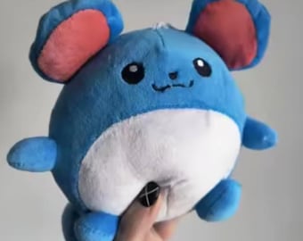 Blue Mouse Plush Toy – Soft Round Kawaii Stuffed Animal, 15cm