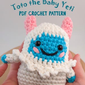 Patrón de ganchillo de Toto el Bebé Yeti - Patrón de ganchillo pequeño Amigurumi, Animales Críptidos de Ganchillo - PDF apto para principiantes