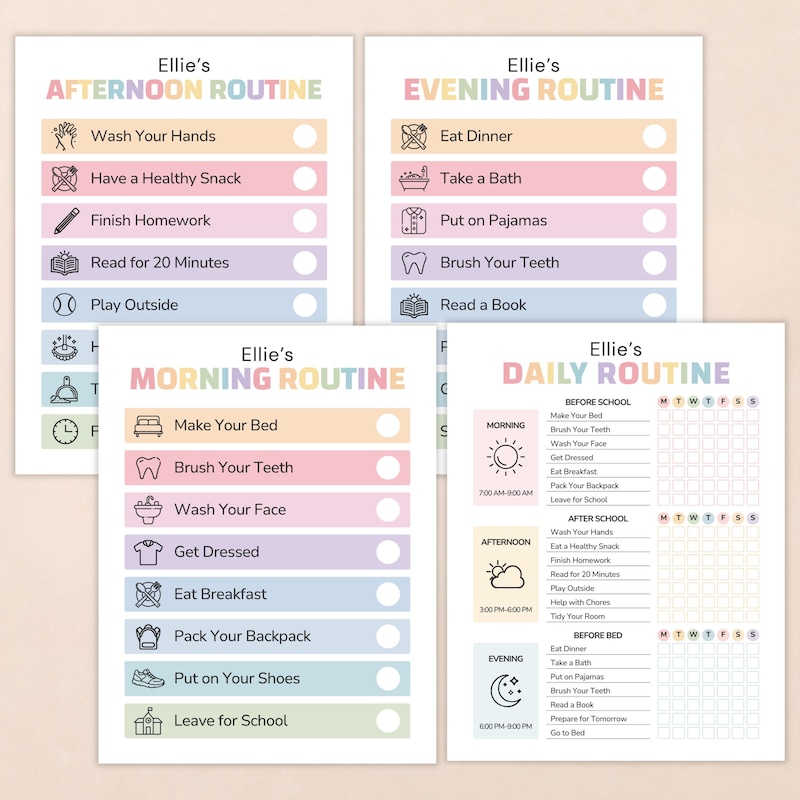 Editable Kid Routine Daily Routine Clipart - Etsy UK