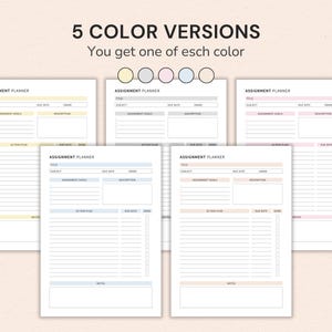 College Planner printable with assignment planner, study planner, assignment tracker, and Canva editable template for university students.