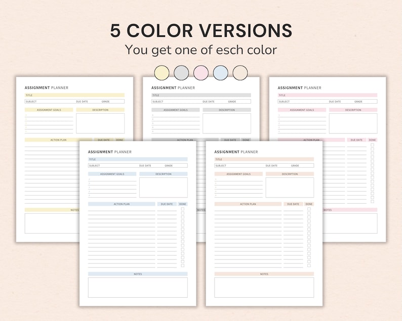College Planner printable with assignment planner, study planner, assignment tracker, and Canva editable template for university students.