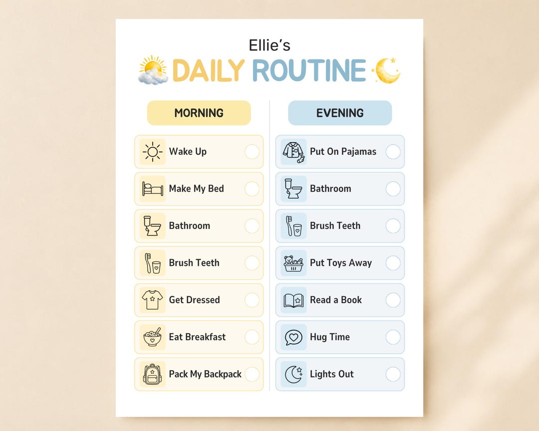 Kids Daily Routine Chart | Editable Morning and Bedtime Routine ...