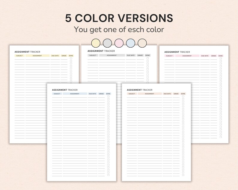 Student Assignment Planner printable designed to organize homework, school projects, assignments, and study goals with editable Canva pages.