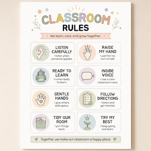 Classroom Rules Poster | Classroom Expectations Printable | Positive Behavior Visual | A4 & US Letter PDF