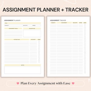 Student Planner printable featuring assignment planner, homework tracker, study planner, and editable Canva template for academic organization.